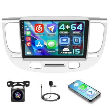 Imagem de Inefala Qualcomm 4G 64G para Kia Rio 2005-2011 Rádio CarPlay Screen 8 núcleos Android 15 IPS 22.9 cm Touchscreen Car Stereo Android Auto Bluetooth 5.1 Câmera de backup GPS FM RDS DSP 4UI