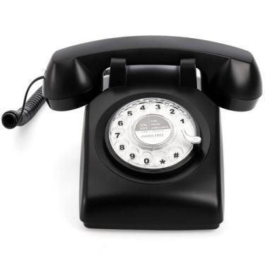 Imagem de Telefone fixo Dicunoy Retro Rotary Dial preto 22x13x11cm