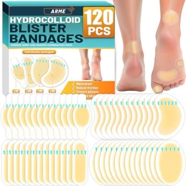 Imagem de Arme Bandagens hidrocolóides, 120 peças de bandagens de gel para pés, almofadas de bolhas impermeáveis para prevenção e recuperação, bandagens hidrosseladas para proteção do calcanhar dos dedos