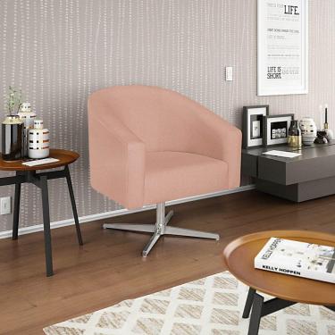 Imagem de Poltrona Decorativa Luiza Base Giratória De Metal Suede Rosê