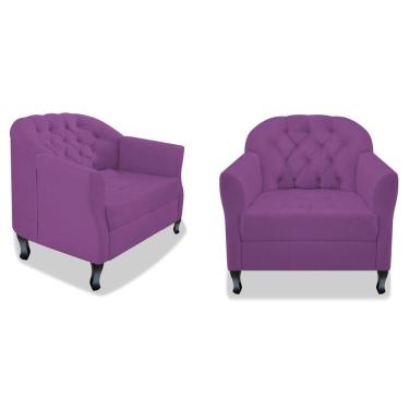Imagem de Kit 02 Poltrona Julia A02 Suede - Adj Decor Cor Roxo