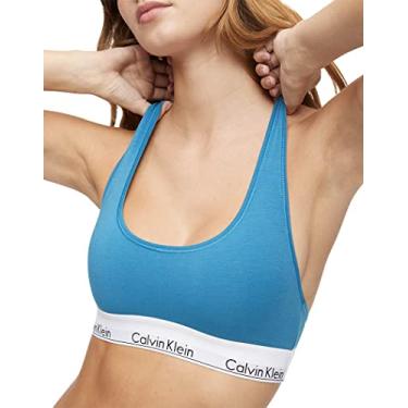 Imagem de Calvin Klein Sutiã feminino moderno de algodão sem forro sem fio, Tapeçaria azul-petróleo, PP