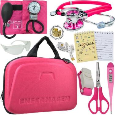 Imagem de Kit Enfermagem Pamed Premium Aparelho Esteto Medidor Glicose - Love Sa