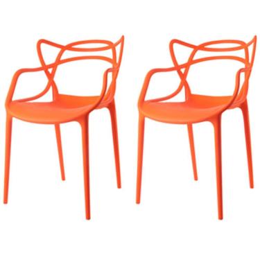 Imagem de Kit Com 2 Cadeiras Aviv Estrutura Em Polipropileno Fratini Laranja