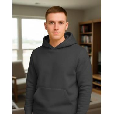 Imagem de Moletom Canguru Com Capuz Unissex Básico Confortável Casual - Slim Fit