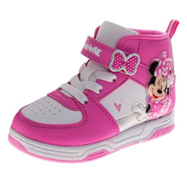 Imagem de Josmo Tênis de cano alto Minnie Mouse Frozen Elsa Anna Patrulha Canina Skye Lilo & Stitch Moana sapatos para meninas, tamanho infantil a criança pequena, Rosa e branco - Minnie, 10 Toddler