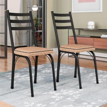 Imagem de Conjunto Com 2 Cadeiras Tubular Europa 141 Preto Fosco Rattan Artefamo