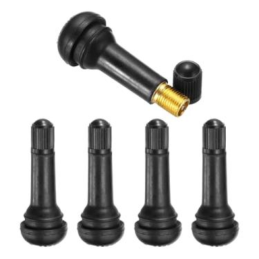 Imagem de PATIKIL Haste de válvula de pneu TR413 de 5 cm, pacote com 5 hastes de válvula de encaixe de borracha de metal universal para carros, caminhões, reboques, quadriciclos, motocicletas, preto