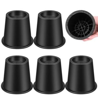 Imagem de MCXYEM Elevadores de cama - Extensores de perna de móveis redondos resistentes de 10 cm para armazenamento, casa e dormitório, elevadores multiuso para cama/mesa/cadeira, tamanho King/Twin/Full Size