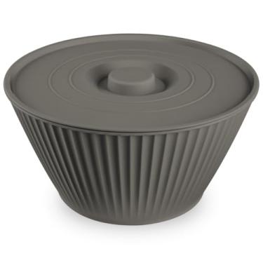Imagem de Pote Redondo Tigela Com Tampa 2L Bowl Organização Alimentos (Cinza Escuro)