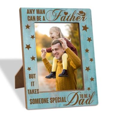 Imagem de XHWLYN Melhor presente de pai da filha, filho, presente de dia dos pais para ele, pais, porta-retratos para papai, porta-retrato 20 x 15 cm, qualquer homem pode ser pai, mas é preciso alguém especial