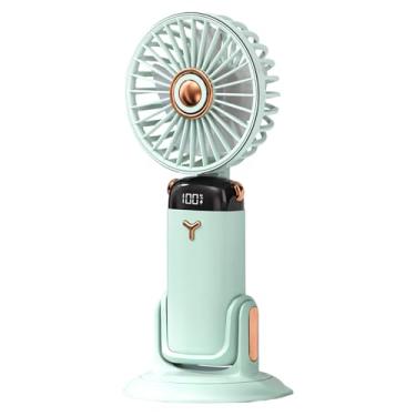 Imagem de Ventilador portátil montado na parede com base dobrável, carregamento USB-C, rotação de 720°, fonte de alimentação de 4000 Mah, motor silencioso, verde menta