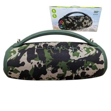 Imagem de Caixa de Som Bluetooth Boombox Camuflada, 40W, RGB, IPX5, Som 360°, Bateria 4500mAh, com Rádio FM, USB
