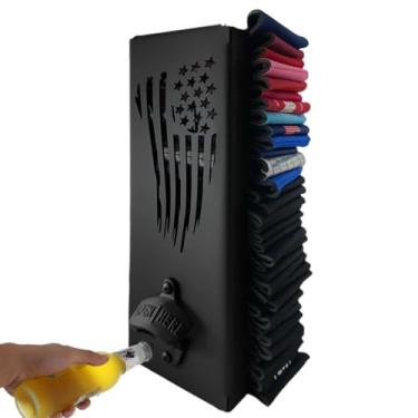 Imagem de Chewtoyo Suporte de garrafa montado, 2 latas no dispensador de parede, 1 suporte de metal montado em metal, refrigerador, garrafa, refrigerador, abridores de garrafa de cerveja, rack de garrafa de