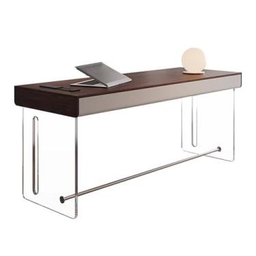 Imagem de Mesa de trabalho Mesa de escritório moderna com espaço para armazenamento, mesa estudo e trabalho pernas acrílico estáveis, marrom rústico(L)