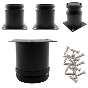 Imagem de Lamvbls Pernas de móveis de aço inoxidável 6 cm, pernas ajustáveis, pernas de substituição de metal preto, pernas redondas de armário para mesa de café, armário de mesa, sofá, prateleiras, conjunto de