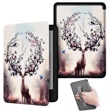 Imagem de Akacy Padrão pintado com alça para o novo Kindle de 6 polegadas (11ª geração - versão 2024/2022) - capa leve de couro PU com hibernar/despertar automático para e-reader Kindle 11ª geração 2024/2022
