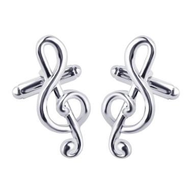 Imagem de Abotoaduras em liga prateada Musical Note Treble Clef 3 cm