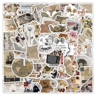 Imagem de Adesivos vintage Aesthetic Doodle, 50 peças de mingau floral retrô