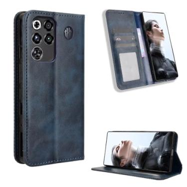 Imagem de Compatível com ZTE Nubia Red Magic 11 Pro+, capa protetora flip de couro PU compatível com ZTE Nubia Red Magic 11 Pro+ NX809J capa azul