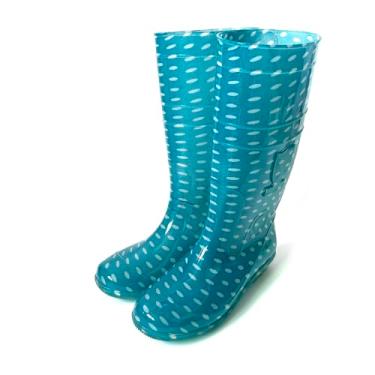 Imagem de Botas de chuva femininas extragrandes plus size, largas, médias, curtas, cano alto, tamanho 9 10 11 12 13 14, Botas altas azuis, 14 X-Wide