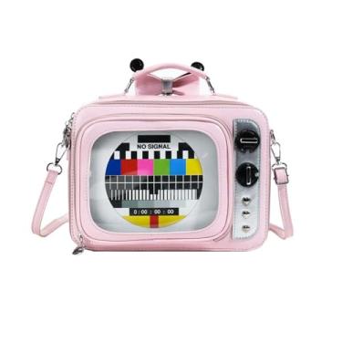 Imagem de itabag Bolsa tiracolo retrô para televisão, transparente, para exibição de anime, para mulheres, exibição de pinos de anime, rosa, 10.03"L x 3.35"W x 7.4"H