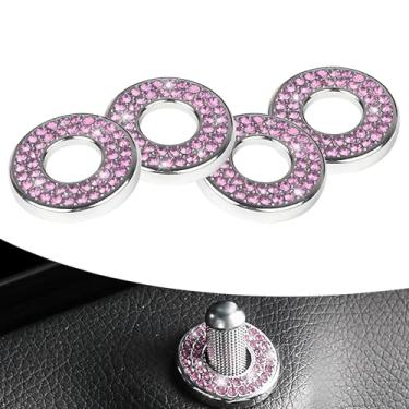 Imagem de Dogary 4 peças de adesivos de tampa de fechadura de porta de carro com glitter, substituição de adesivo decorativo de parafuso de direção de strass, acessórios automotivos de strass, compatível com
