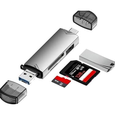 Imagem de Leitor de Cartão Tipo C 6 em 1 OTG USB 3.0 Micro SD TF Adaptador Mini para iPhone Android Laptop Transferência Rápida