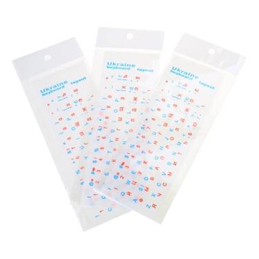 Imagem de Adesivos ucranianos para teclado ucraniano preto/fundo com letras brancas/coloridas para teclas de teclado de computador, PVC