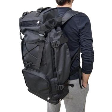 Imagem de Mochila Cargueira Preta Viagem Camping Acampamento Trilha Reforçada 50