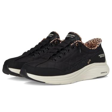 Imagem de Skechers Tênis feminino Contour Foam confortável para mãos livres, sem cadarço, leopardo, Dream, Preto, 40