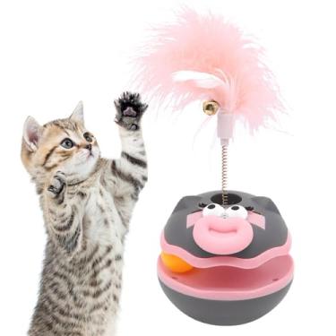 Imagem de Brinquedo de gato rolante | Brinquedos interativos para gatinhos - Teaser de suprimentos para animais de estimação com sino, estimulando jogos internos para enriquecimento de brincadeiras de