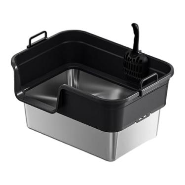 Imagem de Fxzqgnh Caixa de Areia Grande para Gatos, Elevada, Semi-fechada, para Gatos de Pequeno E Grande Porte, com Laterais Altas, Estável E à Prova de Respingos, Preto