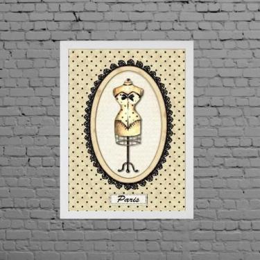 Imagem de Quadro Manequim De Costura Paris 33X24Cm Moldura Branca - Quadros On-L