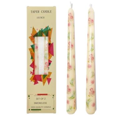 Imagem de Velas cônicas de flores de 25 cm, 2 peças, sem cheiro, sem fumaça, sem gotejamento, velas longas e afuniladas para o dia das mães, dia dos namorados, aniversário, jantar, festa de casamento, decoração