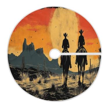 Imagem de Blueangle Saia de árvore de Natal de cowboy do oeste americano de 120 cm - poliéster macio e resistente a rugas, decoração de férias para festas de Natal, árvore festiva e decoração de casa (221)