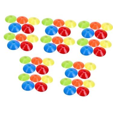 Imagem de YIJU Conjunto de 50 cones de disco para treinamento de futebol, jogos e atividades ao ar livre para adultos. Placa de marcação de jardas para esportes,