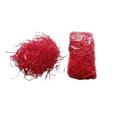 Imagem de Palha de Fita Natural para Decoração, 50 Gramas, para Cestas, Festas Juninas e Natal (Palha de Fita Vermelha 50g)