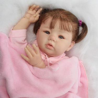 Imagem de Bebê Reborn Boneca Realista Cabelo Implantado Fio a Fio Fofa - Cegonha