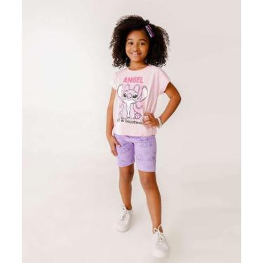 Imagem de Bermuda Infantil Ciclista Stitch Disney Tam 4 a 10-24095, Lilás, 8