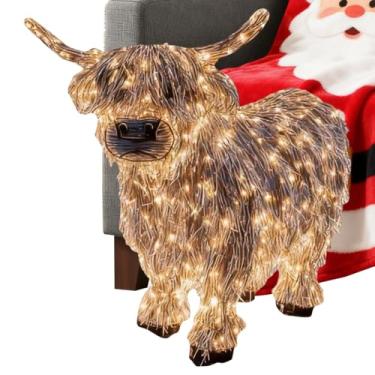 Imagem de Estatuas De Iluminadas,Altura 28Cm Resina Exibição 3D - Decoração De Jardim - Decoração Externa Para Quintal Relvado Casa De Campo Fazenda Jardim Natal Para Exposição De