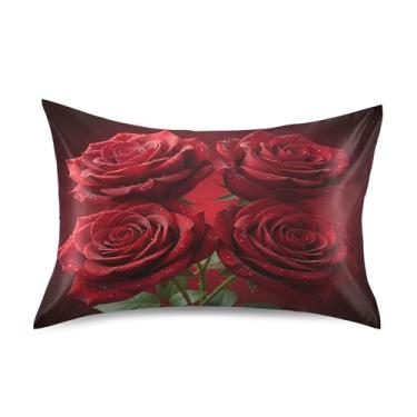 Imagem de SEHANY Capas de almofada elegantes de seda rosas para cabelo e pele, capas de almofada de cetim respiráveis macias e refrescantes com fecho de envelope, tamanho king (50,8 x 101,6 cm)