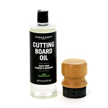 Imagem de CARON & DOUCET Óleo para tábua de corte (473 ml) e pacote aplicador - Condicione e proteja sua tábua de corte de madeira, bloco de açougueiro, utensílios de cozinha de bambu e utensílios