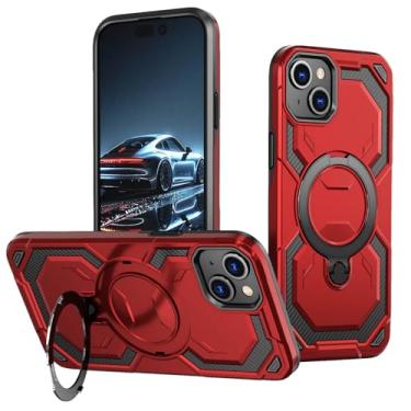 Imagem de Capa Capinha Celular Magnetica Compatível com iPhone e Samsung + Anel Suporte + Carregamento por Indução + Anti Impacto - Preto e Vermelho (vermelho, Samsung S25)