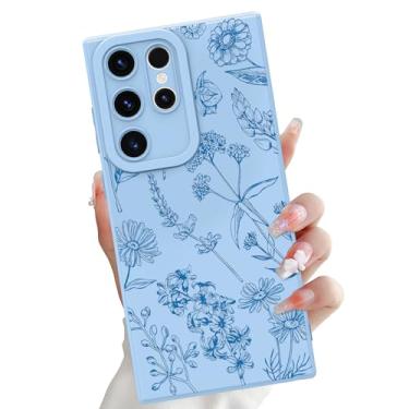 Imagem de OOK Capa compatível com Samsung Galaxy S23 Ultra, estampa floral de silicone azul silvestre fofo, proteção de câmera de TPU macia e fina à prova de choque para mulheres e meninas - flores silvestres