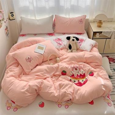 Imagem de XLCZMYL Jogo de cama Capibara conjunto de lençóis de cama de cachorro gato fofo menina macia para crianças conjunto de roupa de cama capibaras, 04, 1,8 m, lençol de cama 180 x 220/230 x 235 4 peças