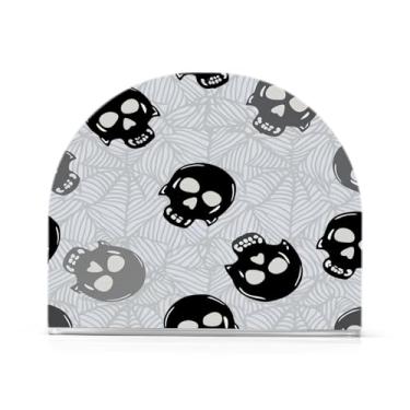 Imagem de Wassud Porta-guardanapos de acrílico com caveiras pretas e cinzas, dispensador de guardanapos de papel moderno em forma de U para mesa, cozinha, sala de jantar, bancada 1 peça (comporta 50-60