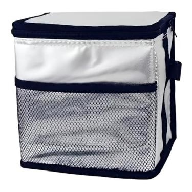 Imagem de Bolsa Térmica para Alimentos, Poliéster Cinza, 10L de Capacidade, com Bolso Frontal e Tela, 22x30x15cm, para Marmitas e Bebidas
