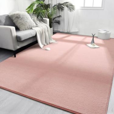 Imagem de FlyDOIT Tapetes de área para quarto sala de estar, 13 x 20 cm rosa super macios confortáveis tapetes internos com espuma de memória espessa, tapete minimalista estético moderno para meninos meninas