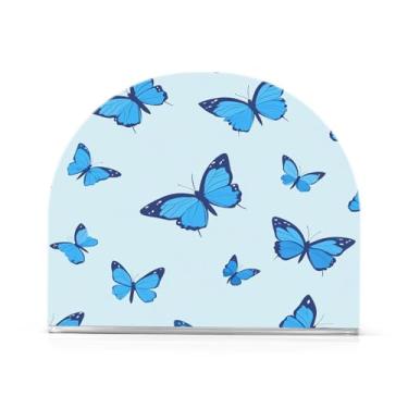 Imagem de STAYTOP Porta-guardanapos, porta-guardanapos de borboleta azul para mesas cozinha restaurante decoração de casa, suporte decorativo moderno para guardanapos de coquetel de papel de jantar